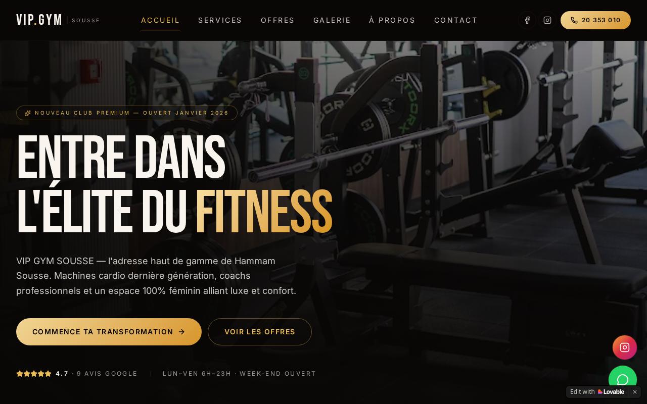 VIP Gym Sousse — Fitness Website